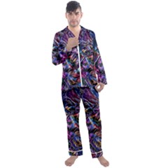 Multicolored Abstract Painting Men s Satin Pajamas Long Pants Set