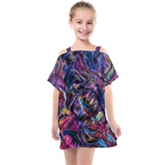 Multicolored Abstract Painting Kids  One Piece Chiffon Dress by Vaneshart