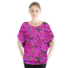 Cosmos Flowers Batwing Chiffon Blouse