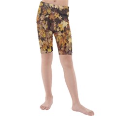 Late October Leaves 3 Kids  Mid Length Swim Shorts by bloomingvinedesign