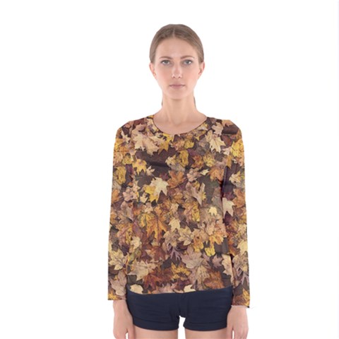 Late October Leaves 3 Women s Long Sleeve Tee by bloomingvinedesign