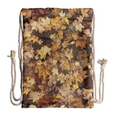 Late October Leaves 3 Drawstring Bag (large) by bloomingvinedesign