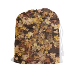 Late October Leaves 3 Drawstring Pouch (xxl) by bloomingvinedesign