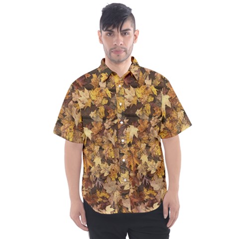 Late October Leaves 3 Men s Short Sleeve Shirt by bloomingvinedesign