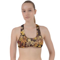 Late October Leaves 3 Criss Cross Racerback Sports Bra by bloomingvinedesign