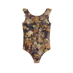 Late October Leaves 3 Kids  Frill Swimsuit by bloomingvinedesign