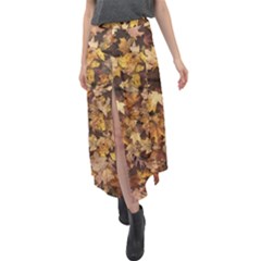 Late October Leaves 3 Velour Split Maxi Skirt