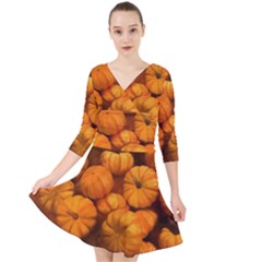 Mini Pumpkins Quarter Sleeve Front Wrap Dress by bloomingvinedesign