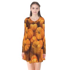 Mini Pumpkins Long Sleeve V-neck Flare Dress by bloomingvinedesign