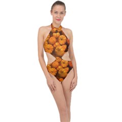 Mini Pumpkins Halter Side Cut Swimsuit by bloomingvinedesign