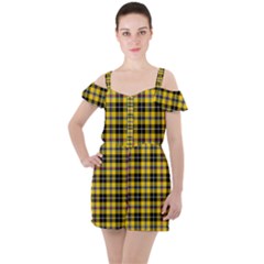 Cornish National Tartan Ruffle Cut Out Chiffon Playsuit by impacteesstreetwearfour