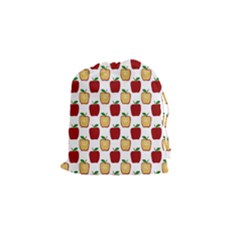 Apple Polkadots Drawstring Pouch (small) by bloomingvinedesign