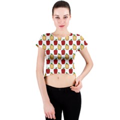 Apple Polkadots Crew Neck Crop Top by bloomingvinedesign