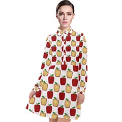 Apple Polkadots Long Sleeve Chiffon Shirt Dress by bloomingvinedesign