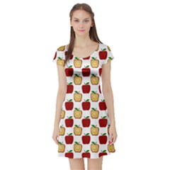 Apple Polkadots Short Sleeve Skater Dress by bloomingvinedesign