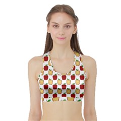 Apple Polkadots Sports Bra With Border by bloomingvinedesign