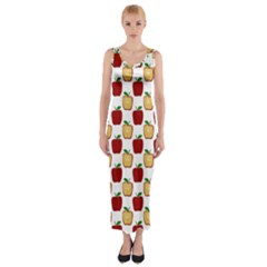 Apple Polkadots Fitted Maxi Dress by bloomingvinedesign