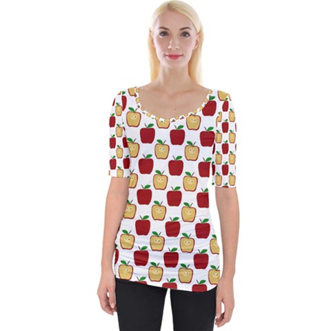 Apple Polkadots Wide Neckline Tee by bloomingvinedesign