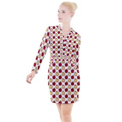 Apple Polkadots Button Long Sleeve Dress by bloomingvinedesign