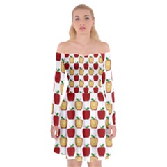 Apple Polkadots Off Shoulder Skater Dress by bloomingvinedesign