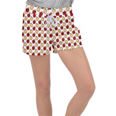 Apple Polkadots Women s Velour Lounge Shorts by bloomingvinedesign