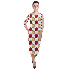 Apple Polkadots Quarter Sleeve Midi Velour Bodycon Dress by bloomingvinedesign