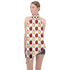 Apple Polkadots Halter Asymmetric Satin Top by bloomingvinedesign