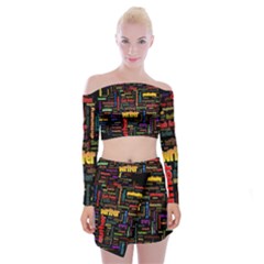 Writer Off Shoulder Top With Mini Skirt Set by ArtworkByPatrick