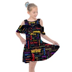 Writer Kids  Shoulder Cutout Chiffon Dress by ArtworkByPatrick