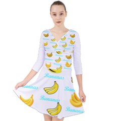 Bananas Quarter Sleeve Front Wrap Dress by cypryanus