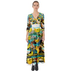 Creature From The Black Lagoon Bananas Button Up Boho Maxi Dress by cypryanus