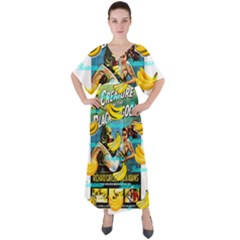 Creature From The Black Lagoon Bananas V-neck Boho Style Maxi Dress by cypryanus