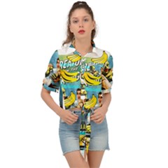 Creature From The Black Lagoon Bananas Tie Front Shirt  by cypryanus