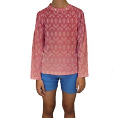 Red Gold Art Decor Kids  Long Sleeve Swimwear