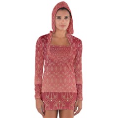 Red Gold Art Decor Long Sleeve Hooded T-shirt