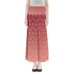 Red Gold Art Decor Full Length Maxi Skirt