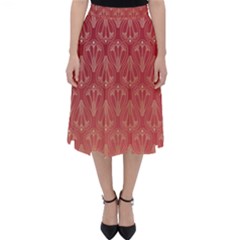 Red Gold Art Decor Classic Midi Skirt