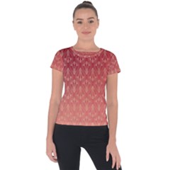 Red Gold Art Decor Short Sleeve Sports Top 