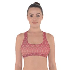 Red Gold Art Decor Cross Back Sports Bra