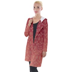 Red Gold Art Decor Hooded Pocket Cardigan