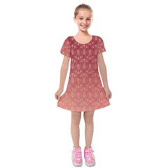 Red Gold Art Decor Kids  Short Sleeve Velvet Dress