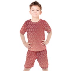 Red Gold Art Decor Kids  Tee And Shorts Set by HermanTelo