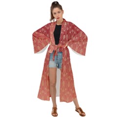 Red Gold Art Decor Maxi Kimono