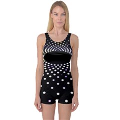 Abstract Black Blue Bright Circle One Piece Boyleg Swimsuit