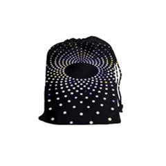 Abstract Black Blue Bright Circle Drawstring Pouch (medium)