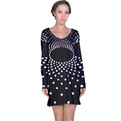 Abstract Black Blue Bright Circle Long Sleeve Nightdress