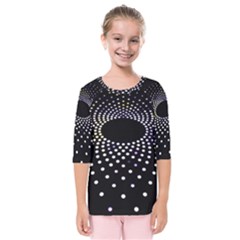 Abstract Black Blue Bright Circle Kids  Quarter Sleeve Raglan Tee