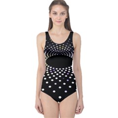 Abstract Black Blue Bright Circle One Piece Swimsuit