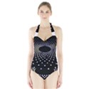 Abstract Black Blue Bright Circle Halter Swimsuit View1