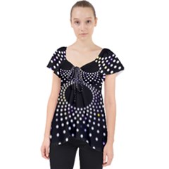 Abstract Black Blue Bright Circle Lace Front Dolly Top